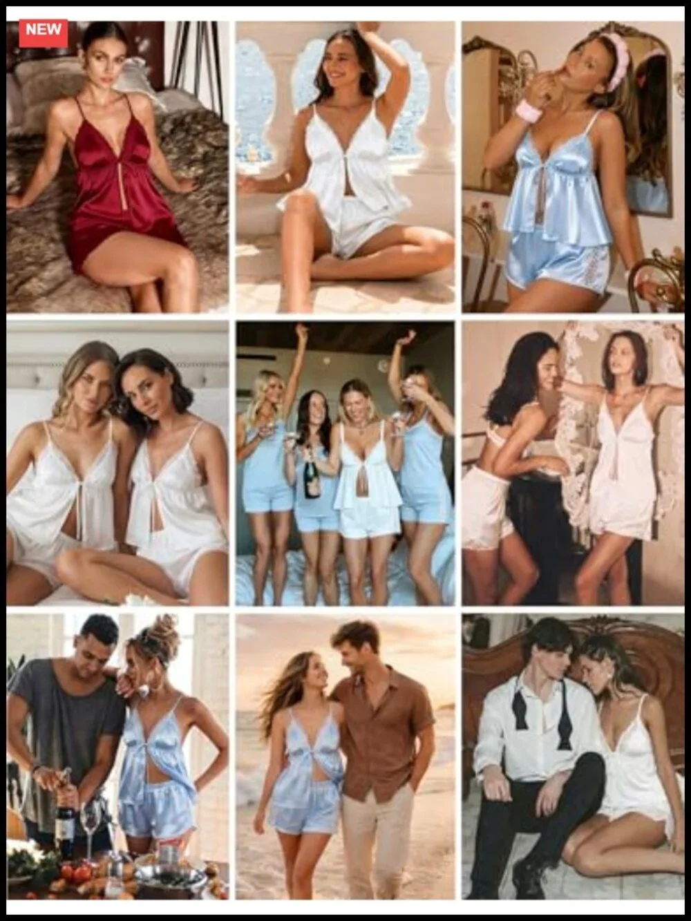 Women's Satin Pajama Set Lace Cami and Shorts Sexy Sleepwear